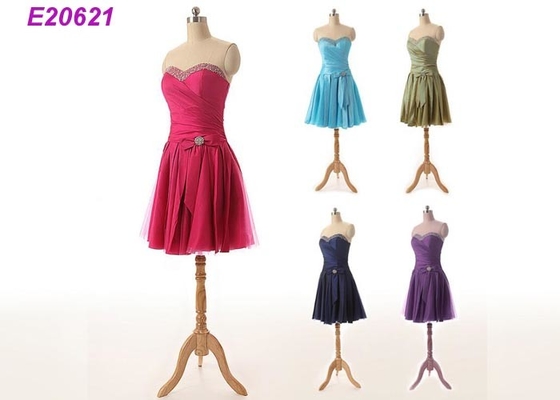 Robes de cocktail pourpres de mousseline de soie pour des mariages, robe de cocktail de longueur de genou de dames