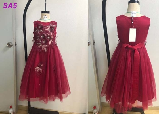 Robes de la demoiselle d'honneur des beaux enfants de dentelle pour le cou intégral de la fête d'anniversaire O