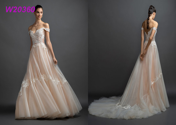 Une ligne robes de mariage colorées multi de jupe outre de la robe nuptiale d'épaule faite sur commande