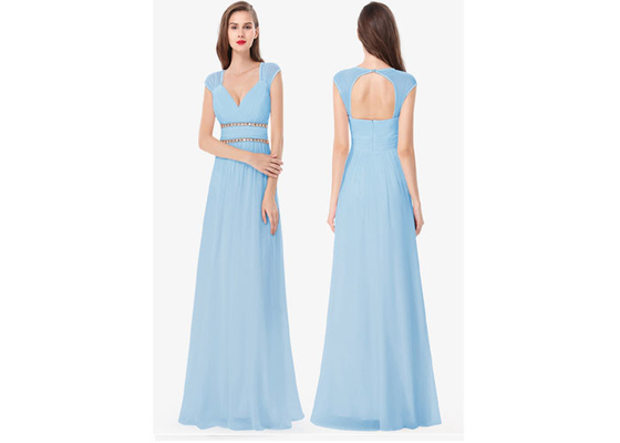 La demoiselle d'honneur abordable de mousseline de soie de bleu royal habille les robes formelles de noce de mode