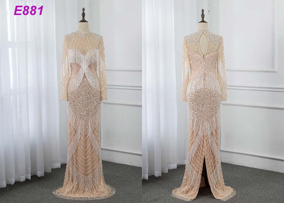 Robe habillée formelle perlante lourde de longue gaine de douilles de glands de robe de soirée